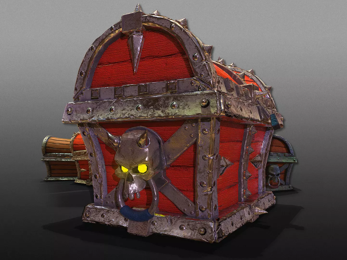 3D model 3D Pirate Skeleton Treasure Chests - Game Ready VR / AR / low ...