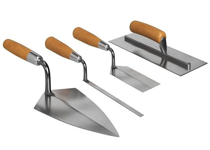 Trowels Masonry Set 3D Model 3D model
