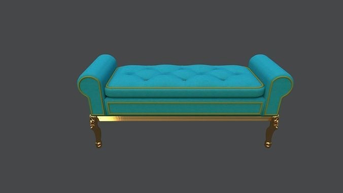 Bed-end ottoman with gold legs 3D model