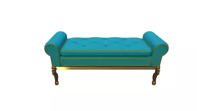 Bed-end ottoman with gold legs