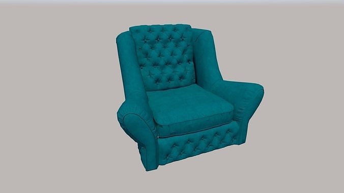 Luxury Tufted Armchair 3D model