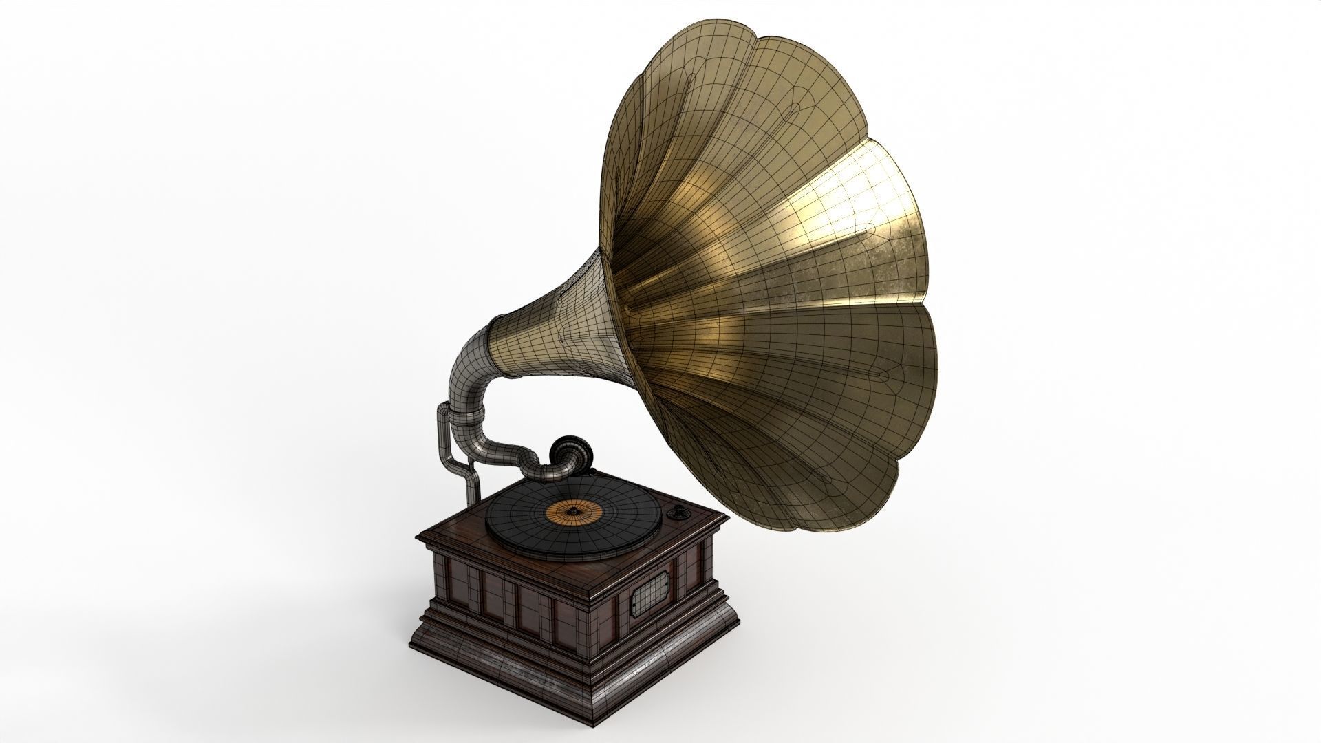Gramophone old Low-poly 3D model_12