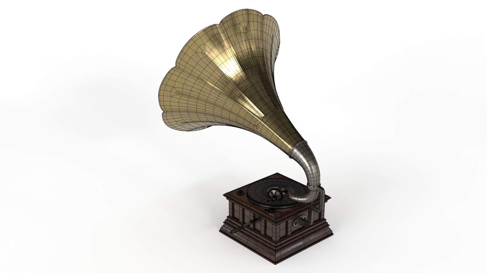 Gramophone old Low-poly 3D model_11