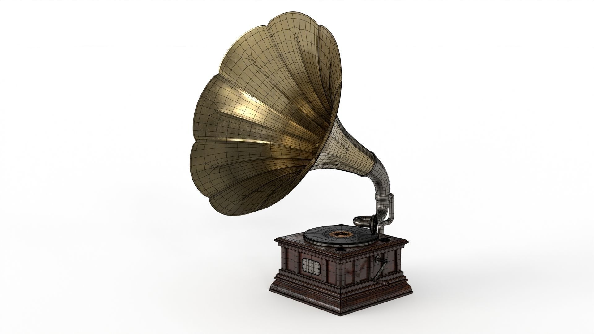 Gramophone old Low-poly 3D model_10