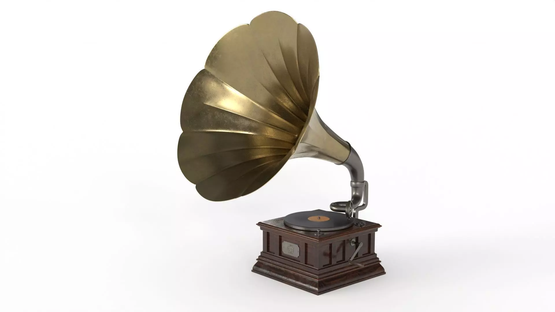 Gramophone old Low-poly 3D model_0