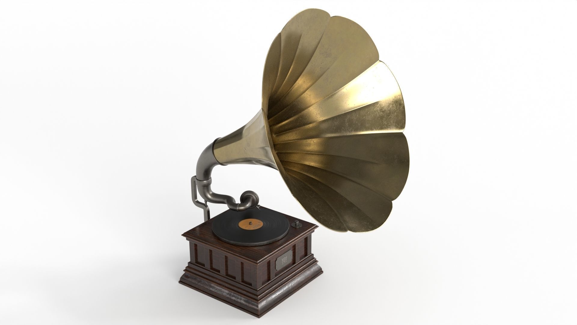 Gramophone old Low-poly 3D model_2