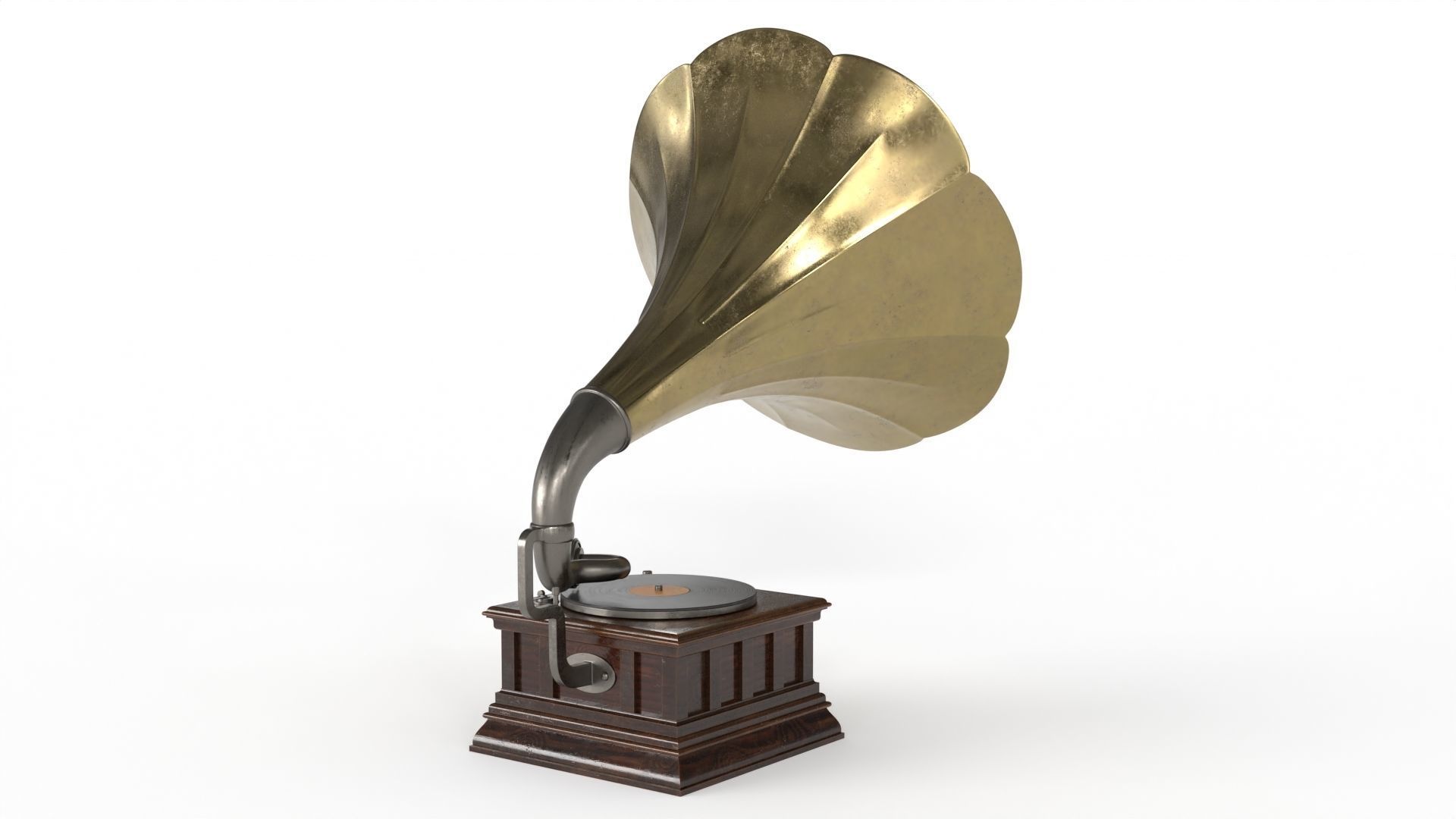Gramophone old Low-poly 3D model_3