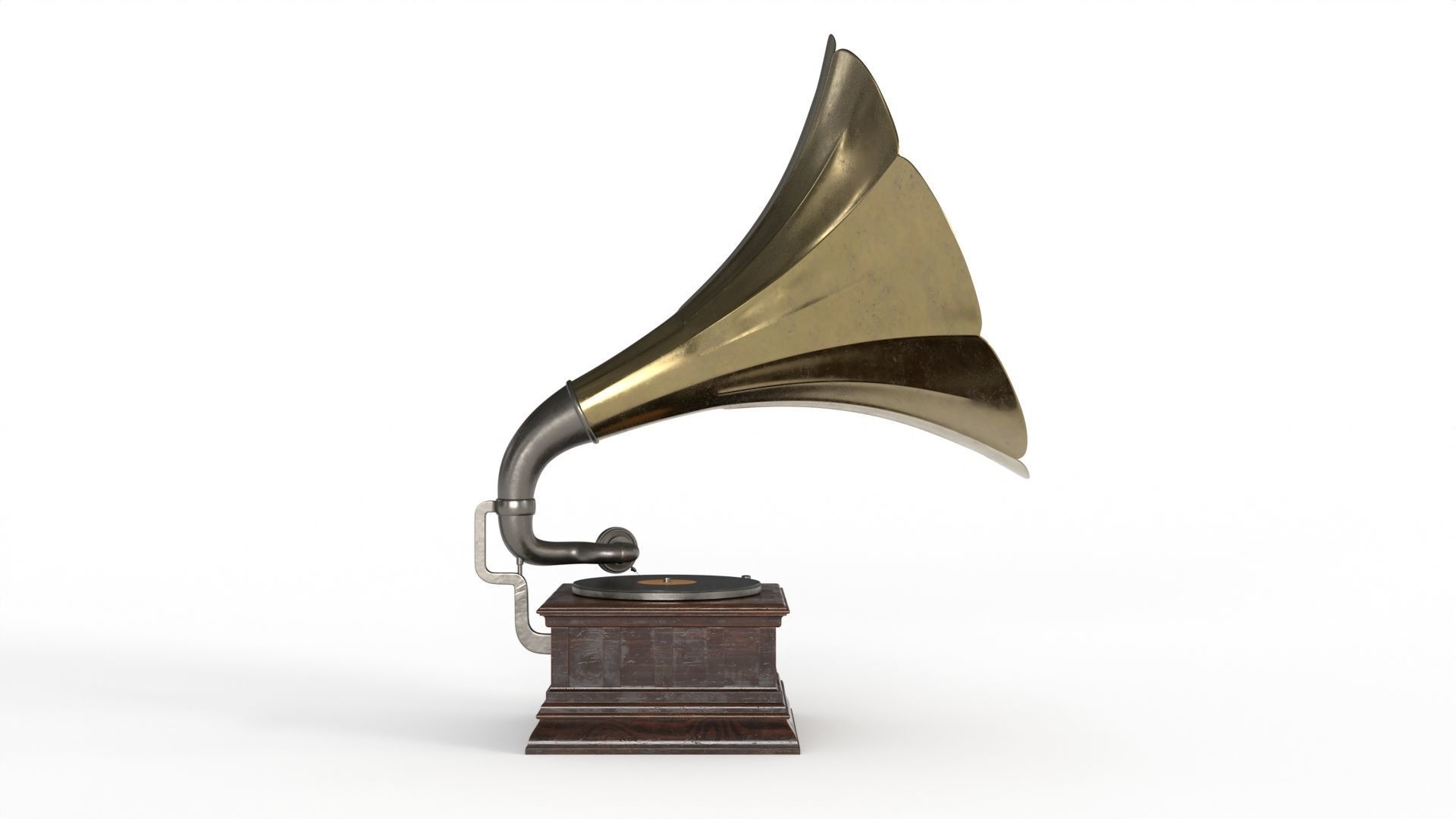 Gramophone old Low-poly 3D model_6
