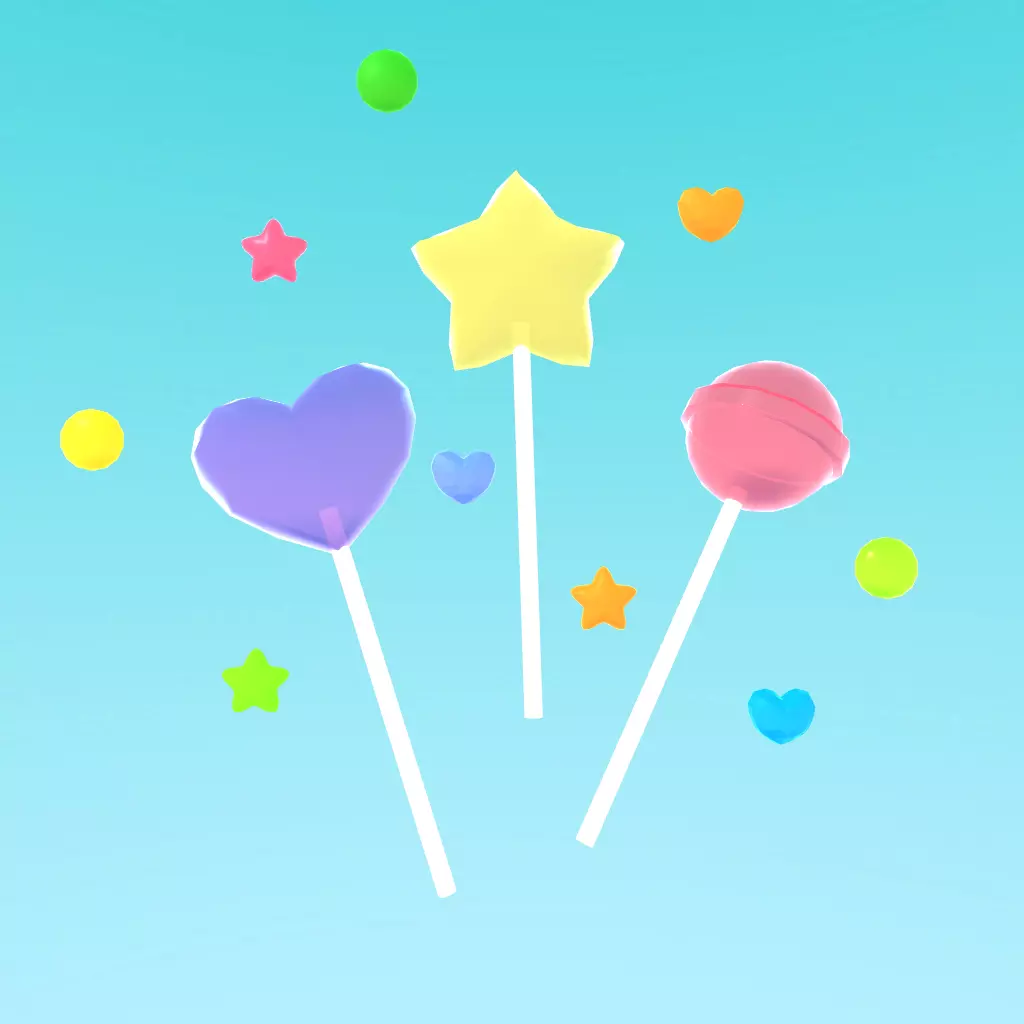 Low poly lollipop 3d model lollipops with hearts and stars 3D model