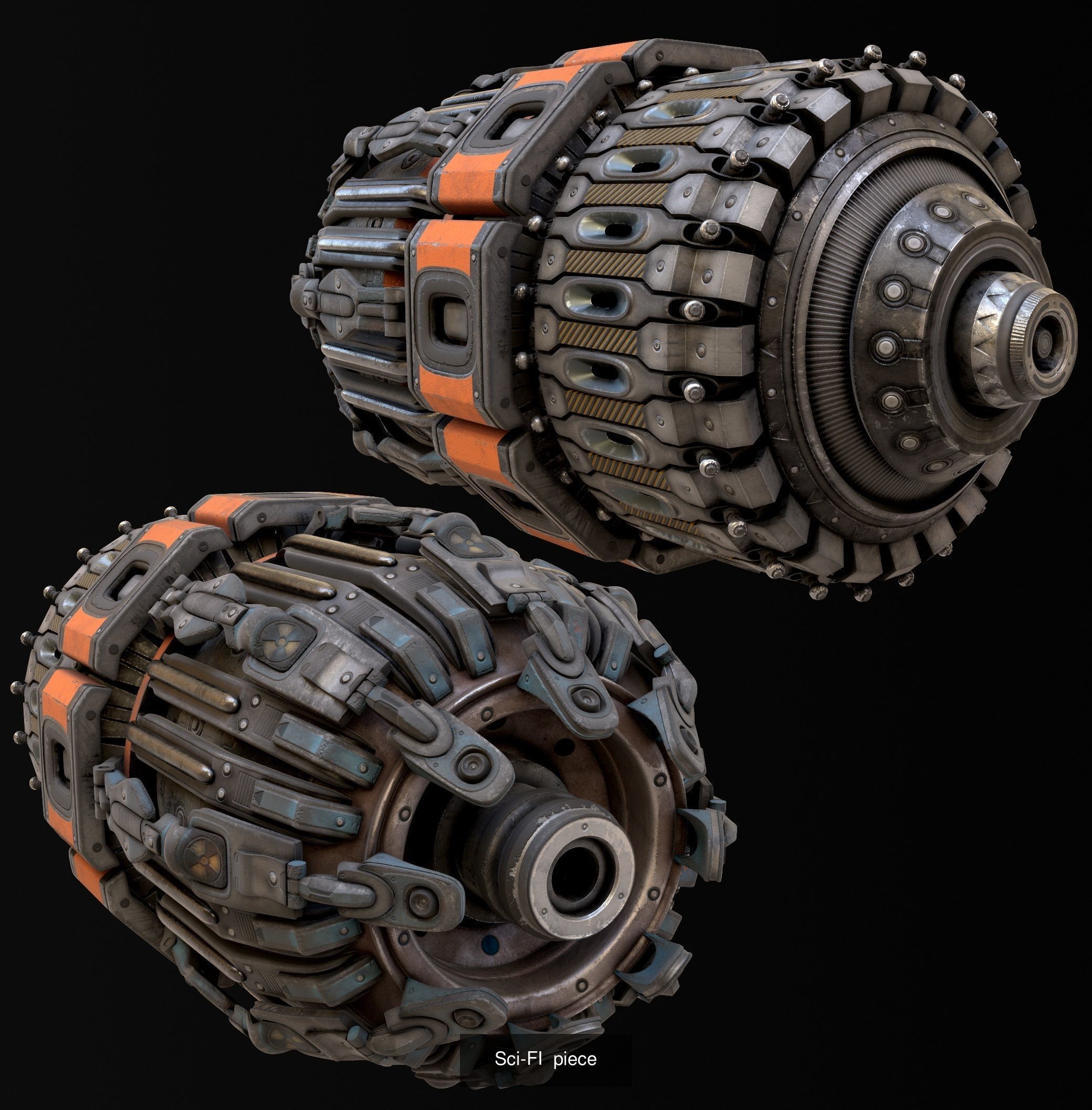 sci fi Machine Parts - Cyberpunk design - PBR 3D Model Collection_15