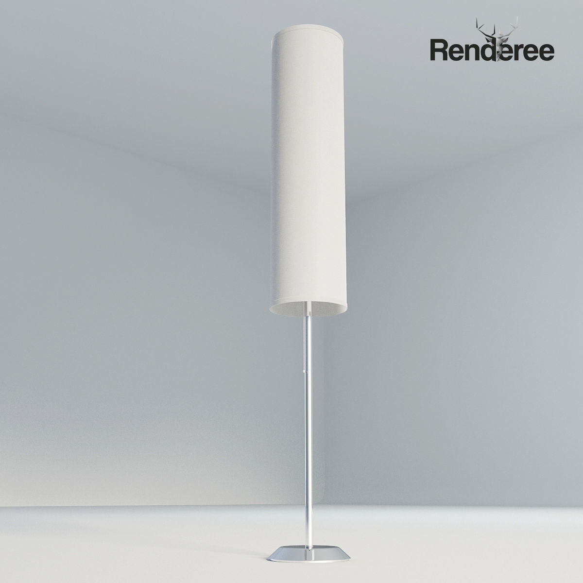 White Fabric Lamps 3D model_5