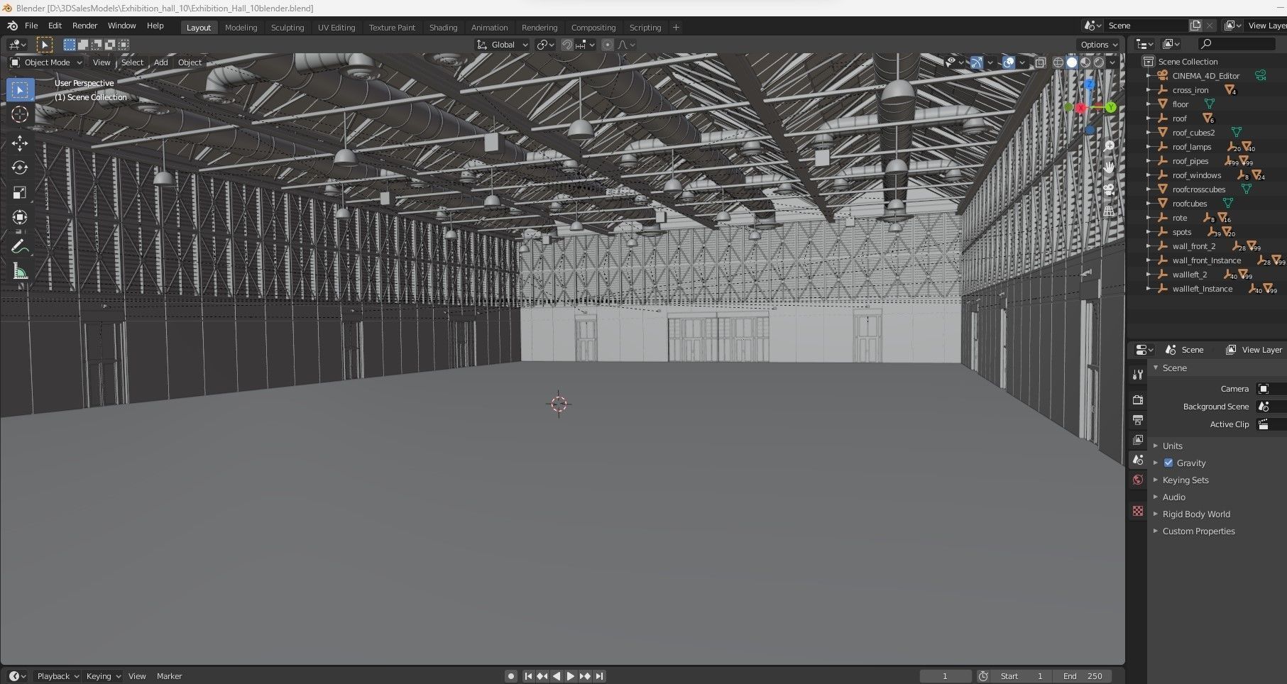 Exhibition Hall 10 interior and exterior 3D model_32