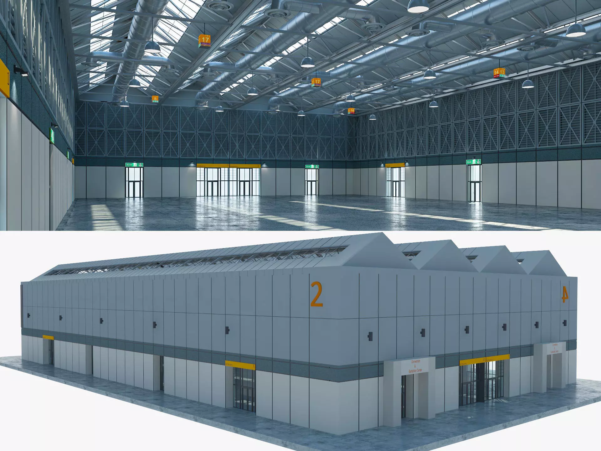 Exhibition Hall 10 interior and exterior 3D model_0