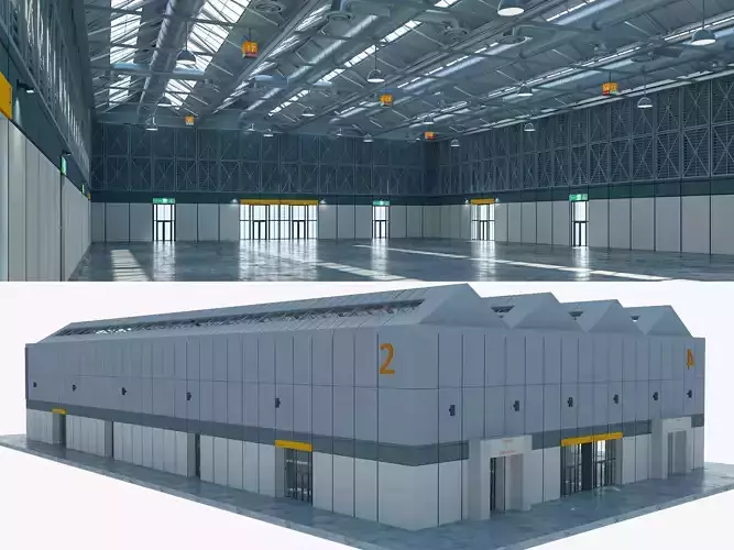 Exhibition Hall 10 interior and exterior 3D model