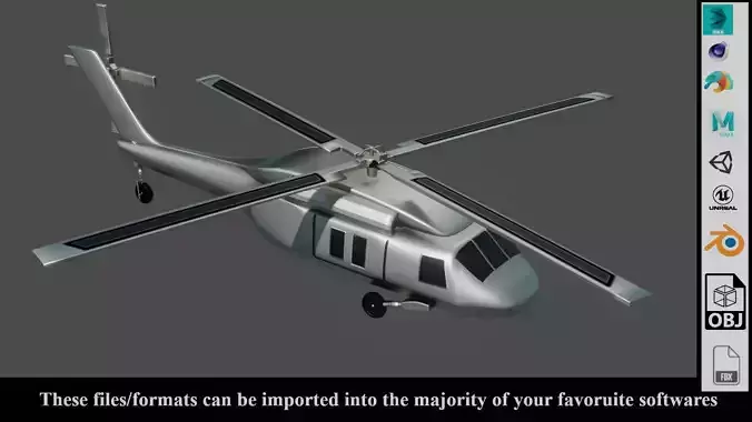 Helicopter - Game Ready - PBR 3D model Low-poly 3D model