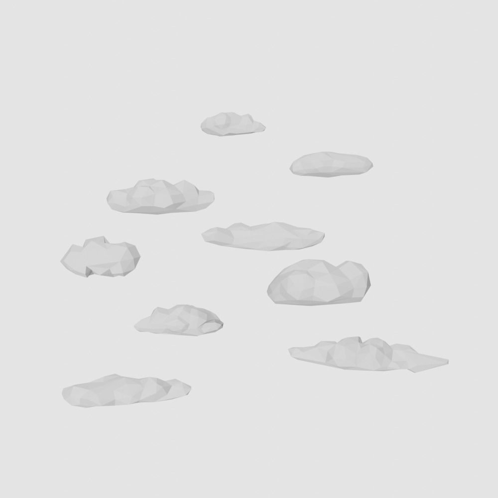 Low poly clouds in sky Low-poly 3D model_4