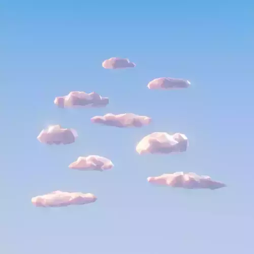 Low poly clouds in sky Low-poly 3D model