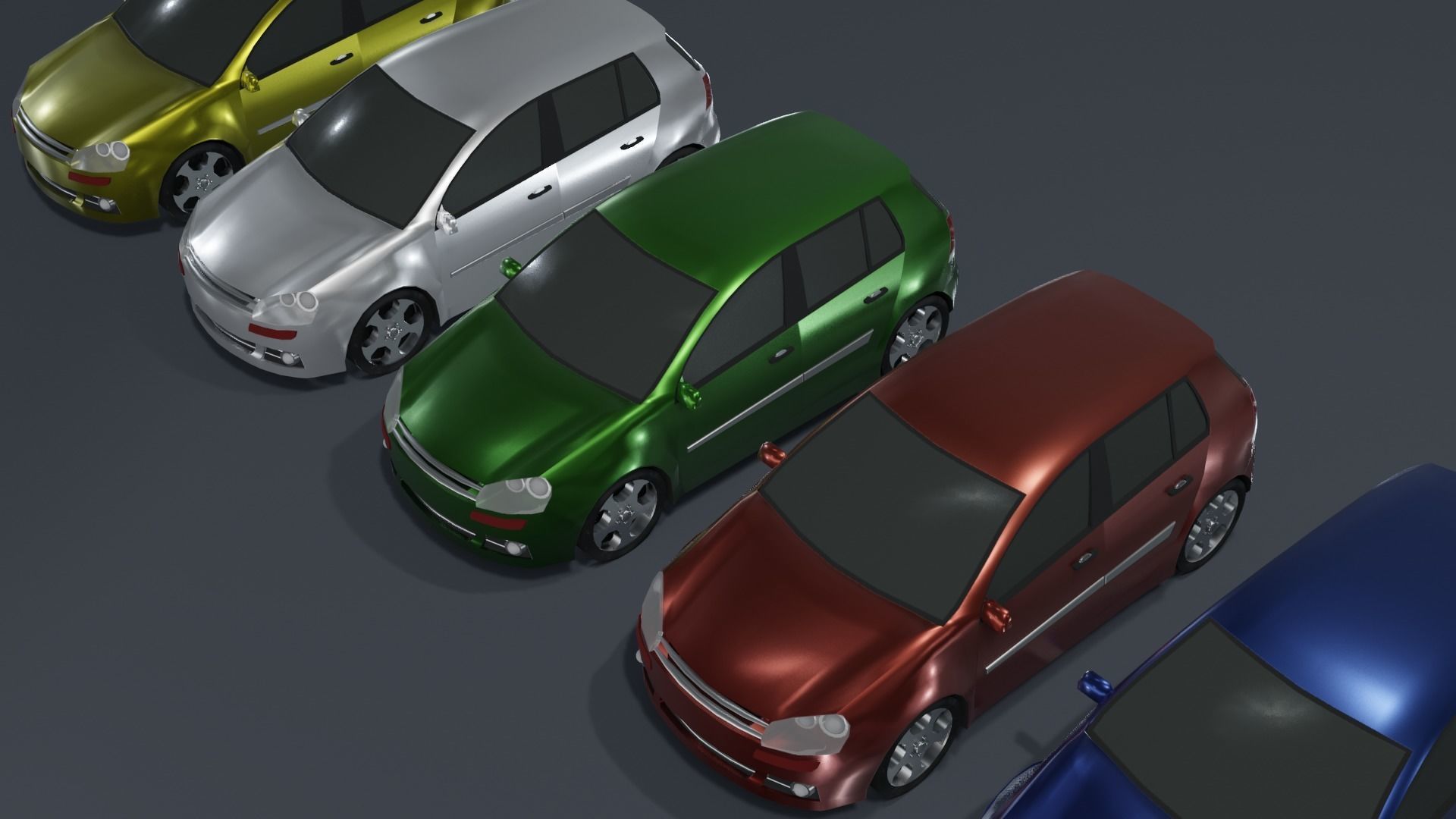 Hatchback Car Generic Low-poly 3D model_7