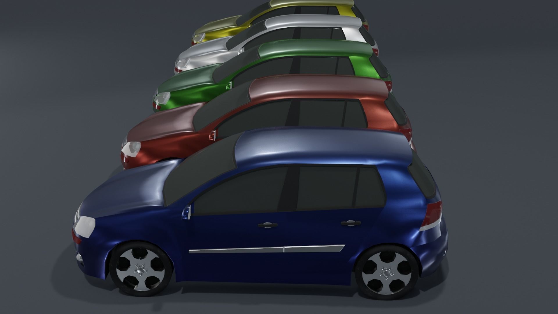 Hatchback Car Generic Low-poly 3D model_17