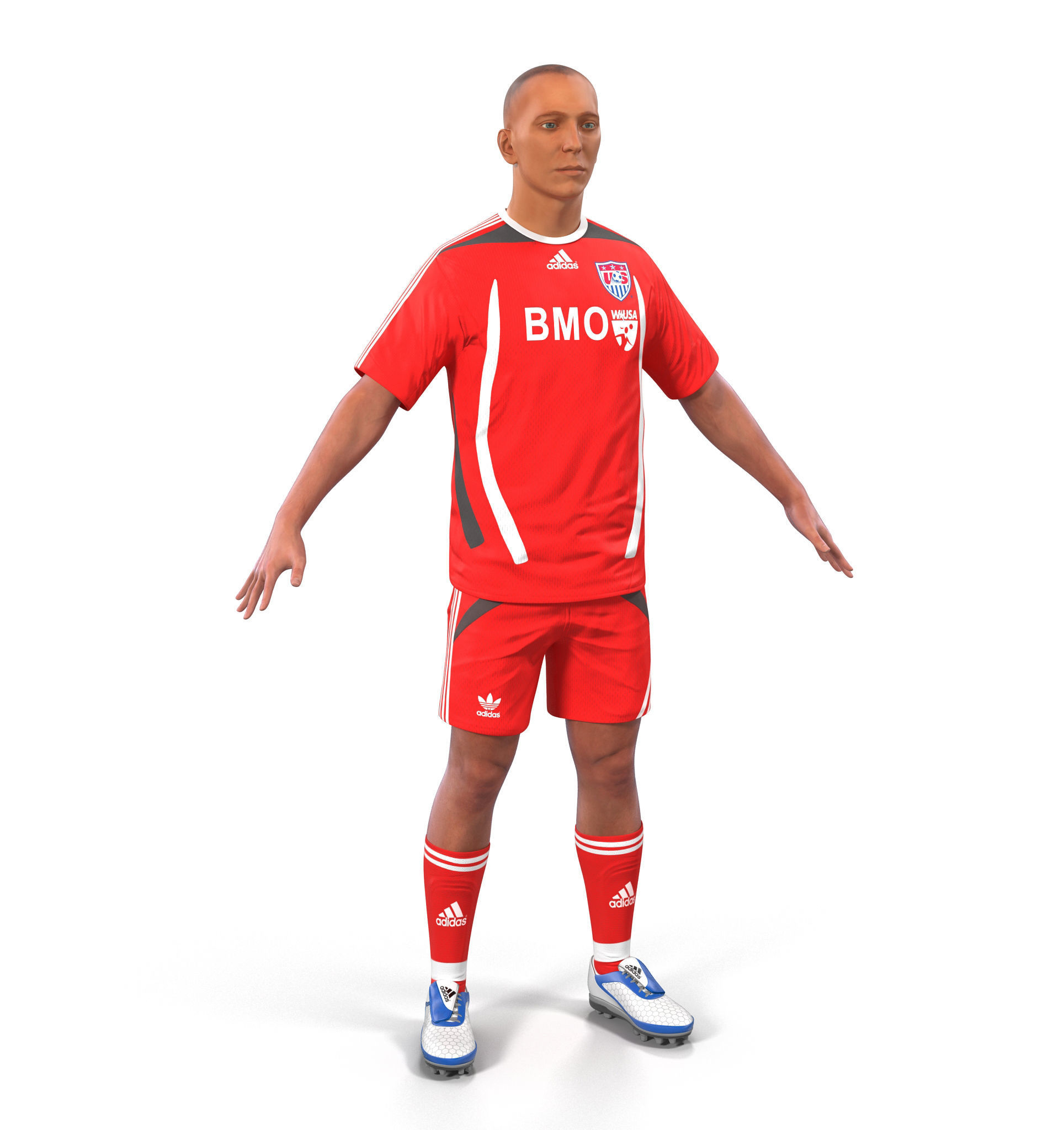 Soccer Player Rigged for Cinema 4D 3D model_1