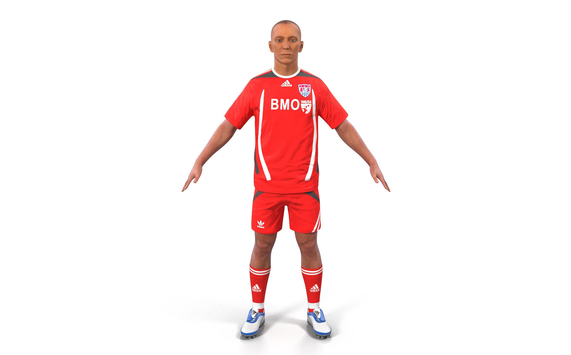Soccer Player Rigged for Cinema 4D 3D model_2
