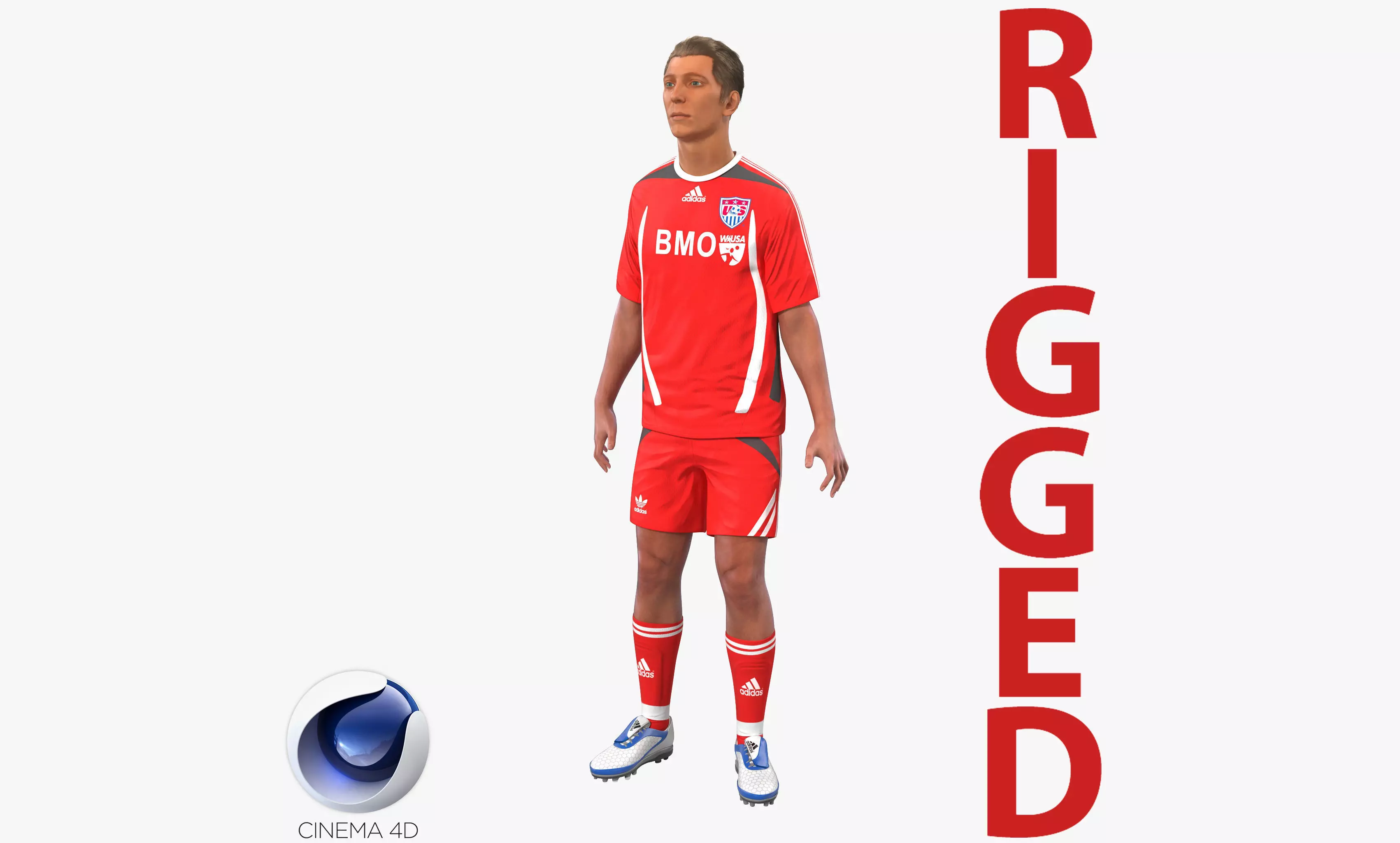 Soccer Player Rigged for Cinema 4D 3D model_0