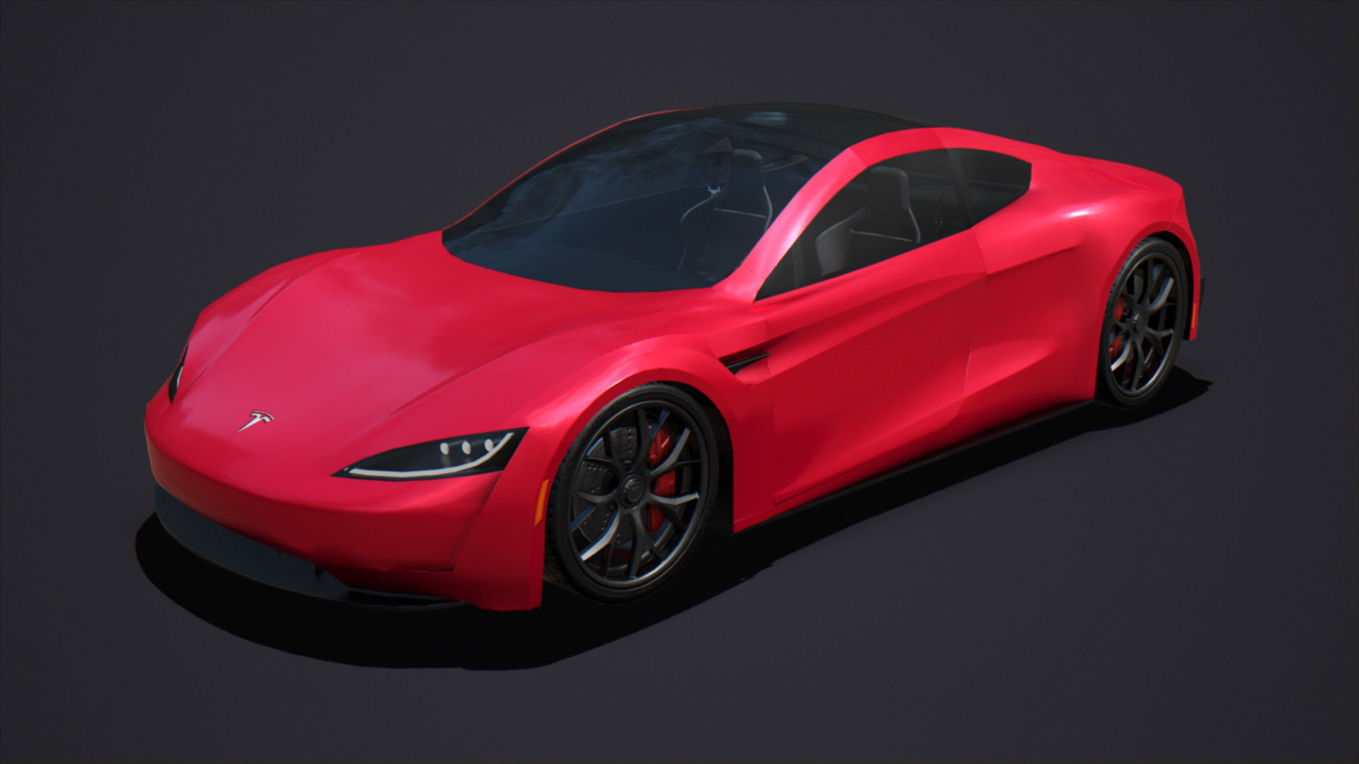 Tesla Roadster 2020 with Interior Low-poly 3D model_3