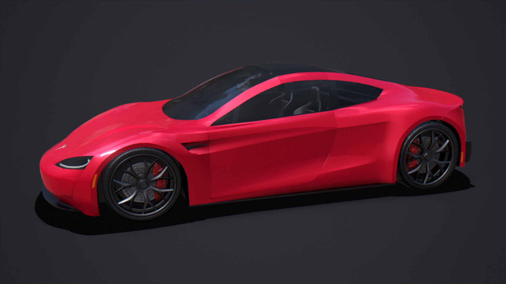 Tesla Roadster 2020 with Interior Low-poly 3D model_2