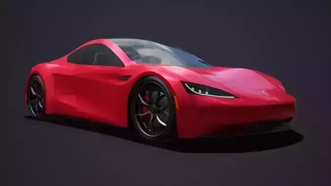 Tesla Roadster 2020 with Interior Low-poly 3D model
