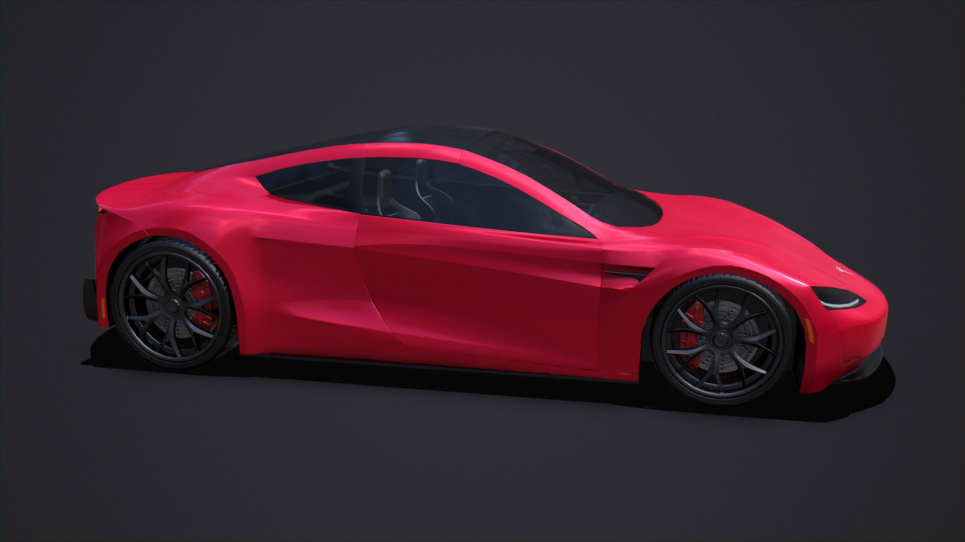 Tesla Roadster 2020 with Interior Low-poly 3D model_1