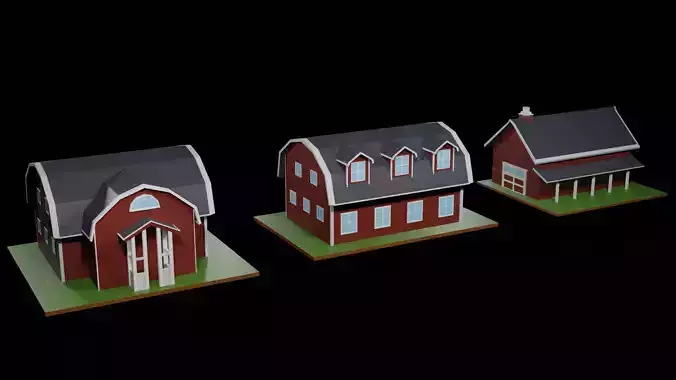 Low Poly Farmhouses Pack