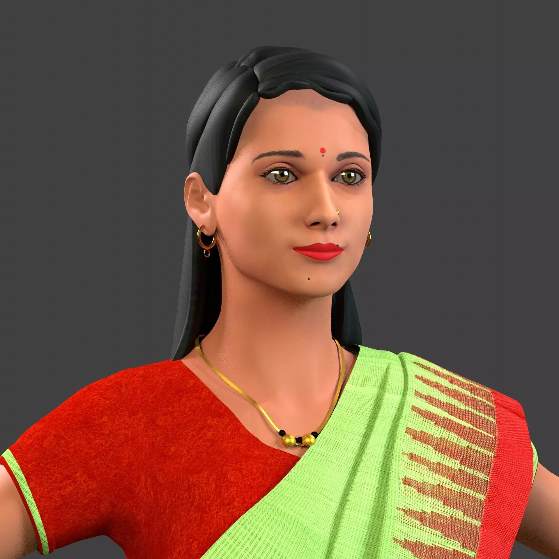 IndianFemaleCharecter-A woman in sari 3D model