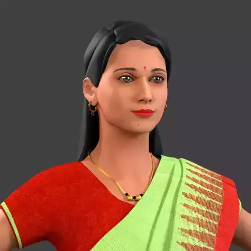 IndianFemaleCharecter-A woman in sari 3D model