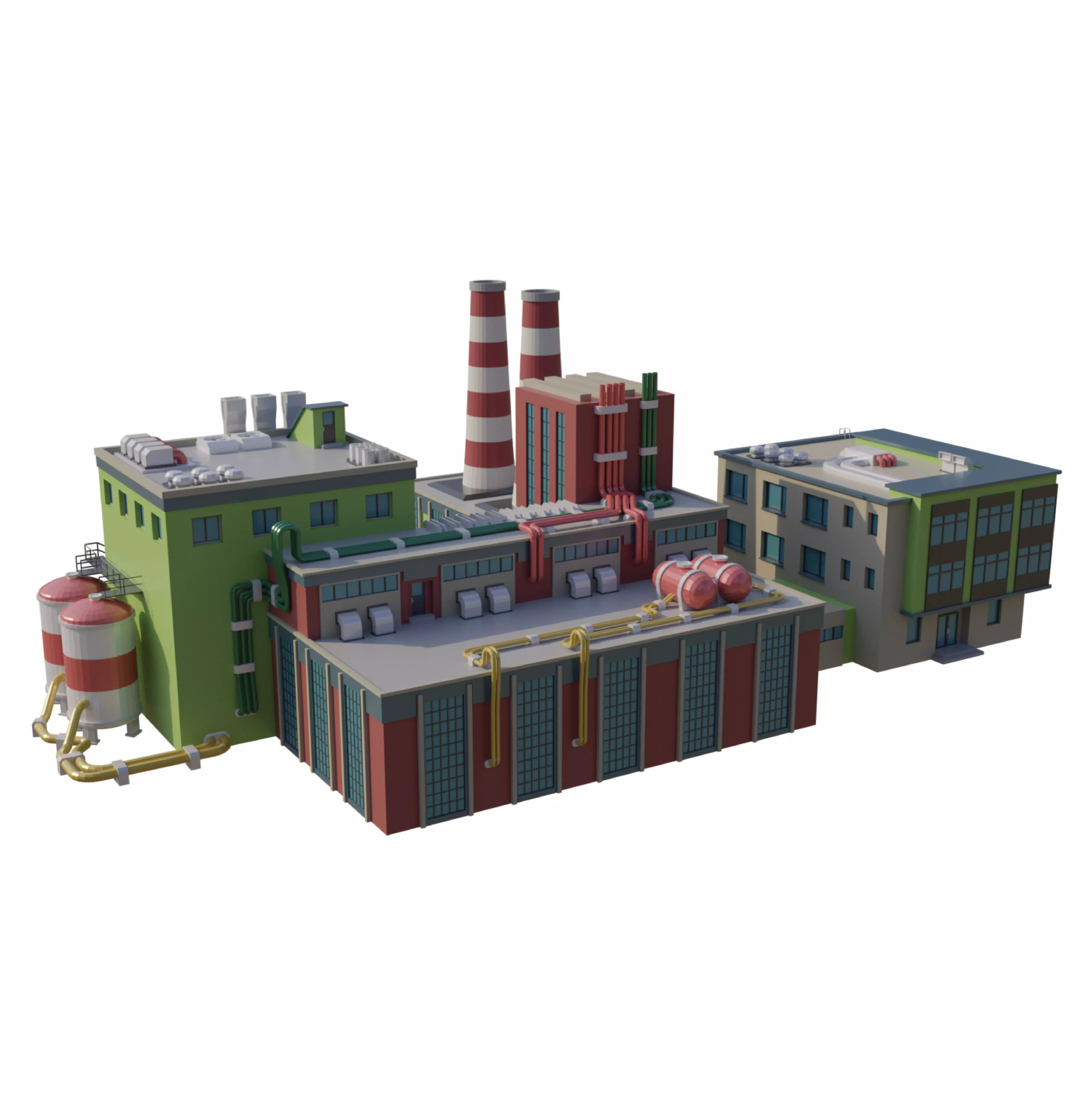 Factory Low-poly 3D model_0