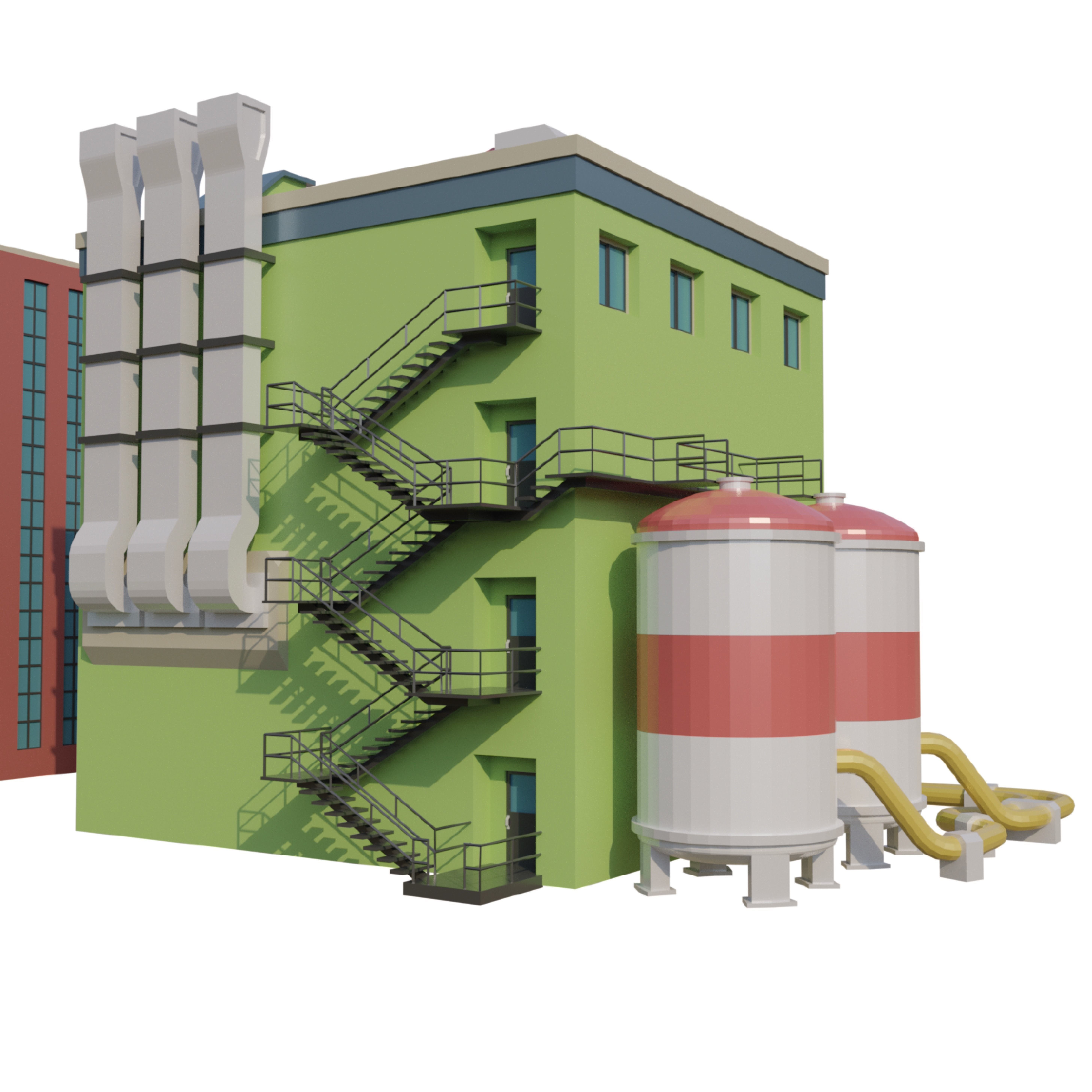 Factory Low-poly 3D model_5