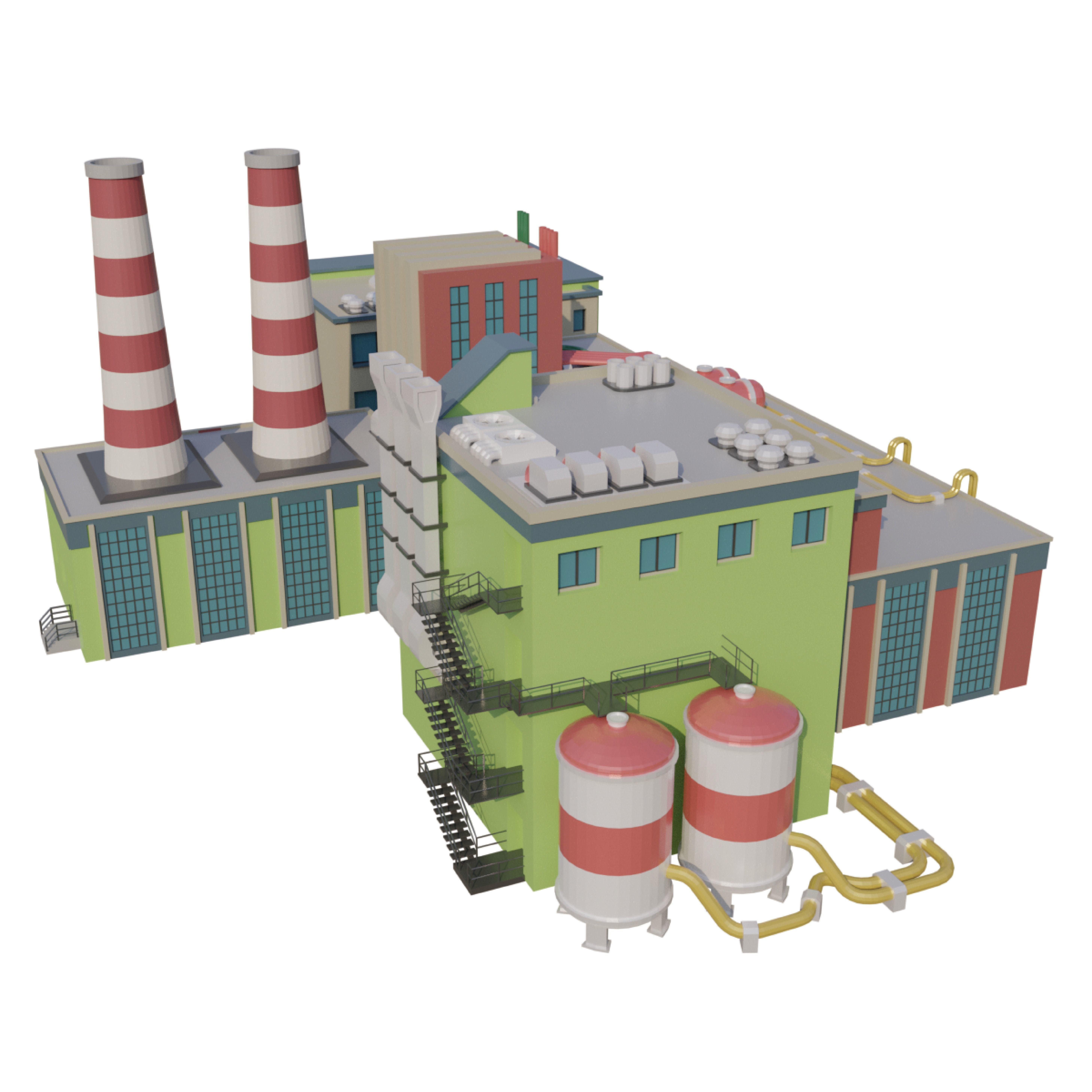 Factory Low-poly 3D model_3