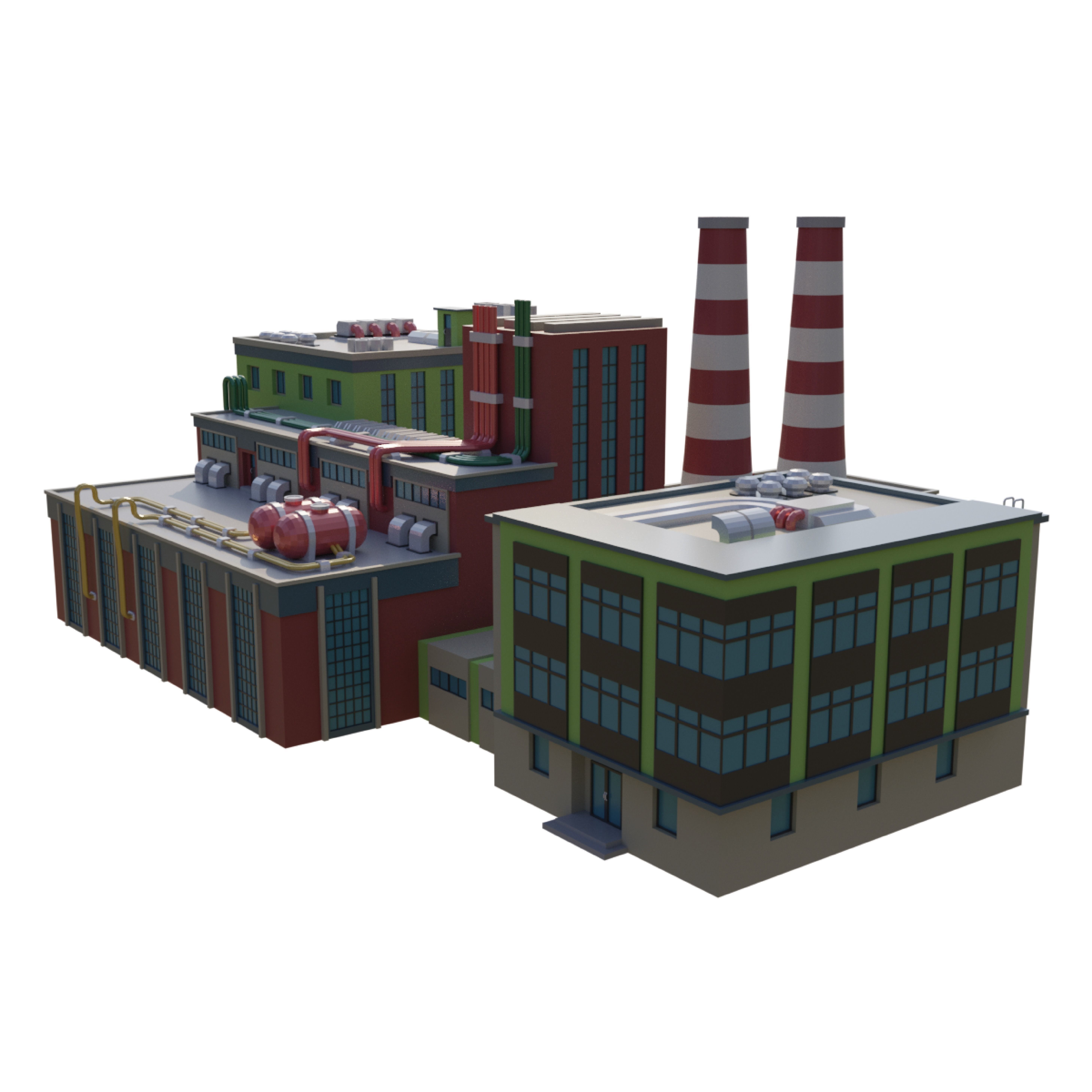 Factory Low-poly 3D model_1
