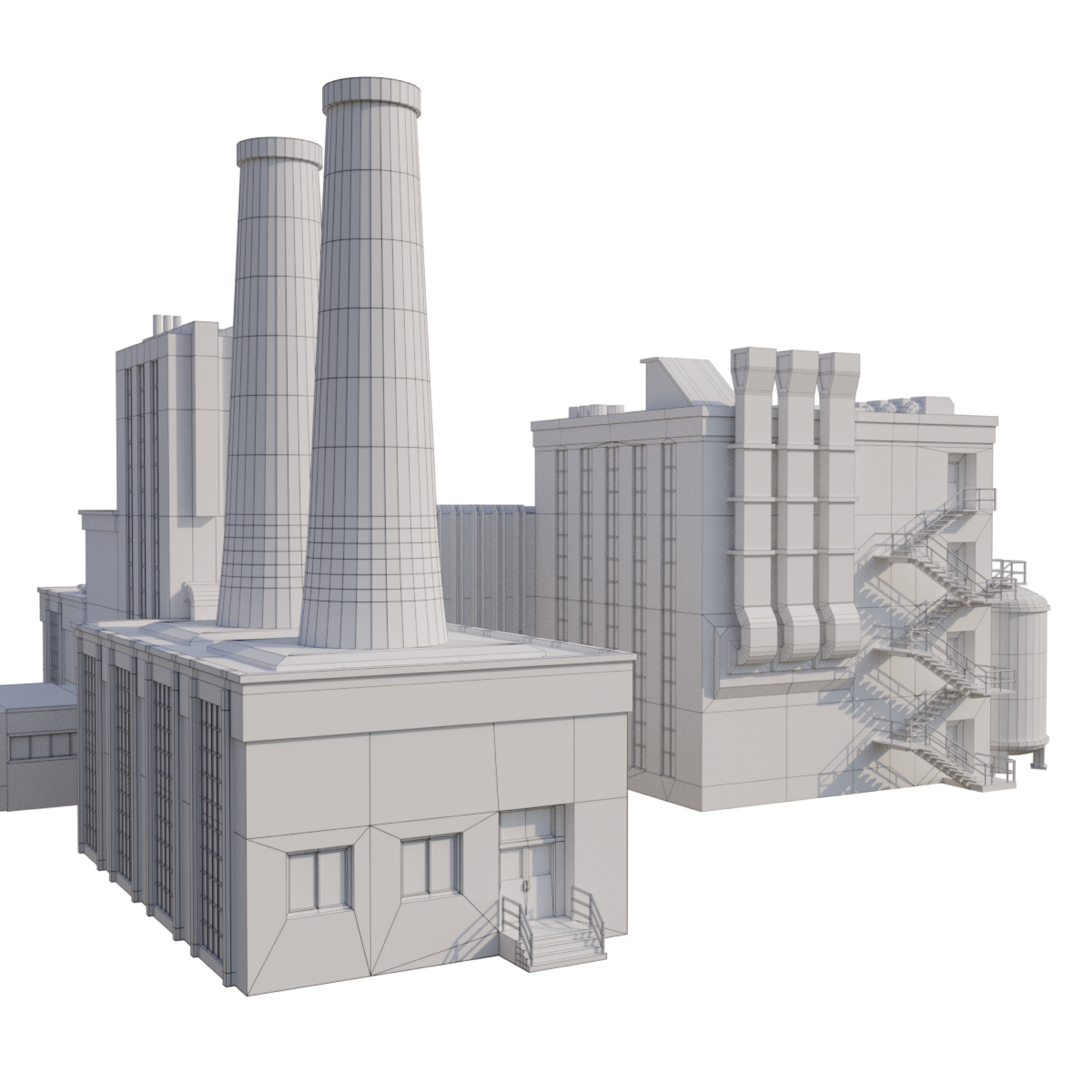 Factory Low-poly 3D model_7