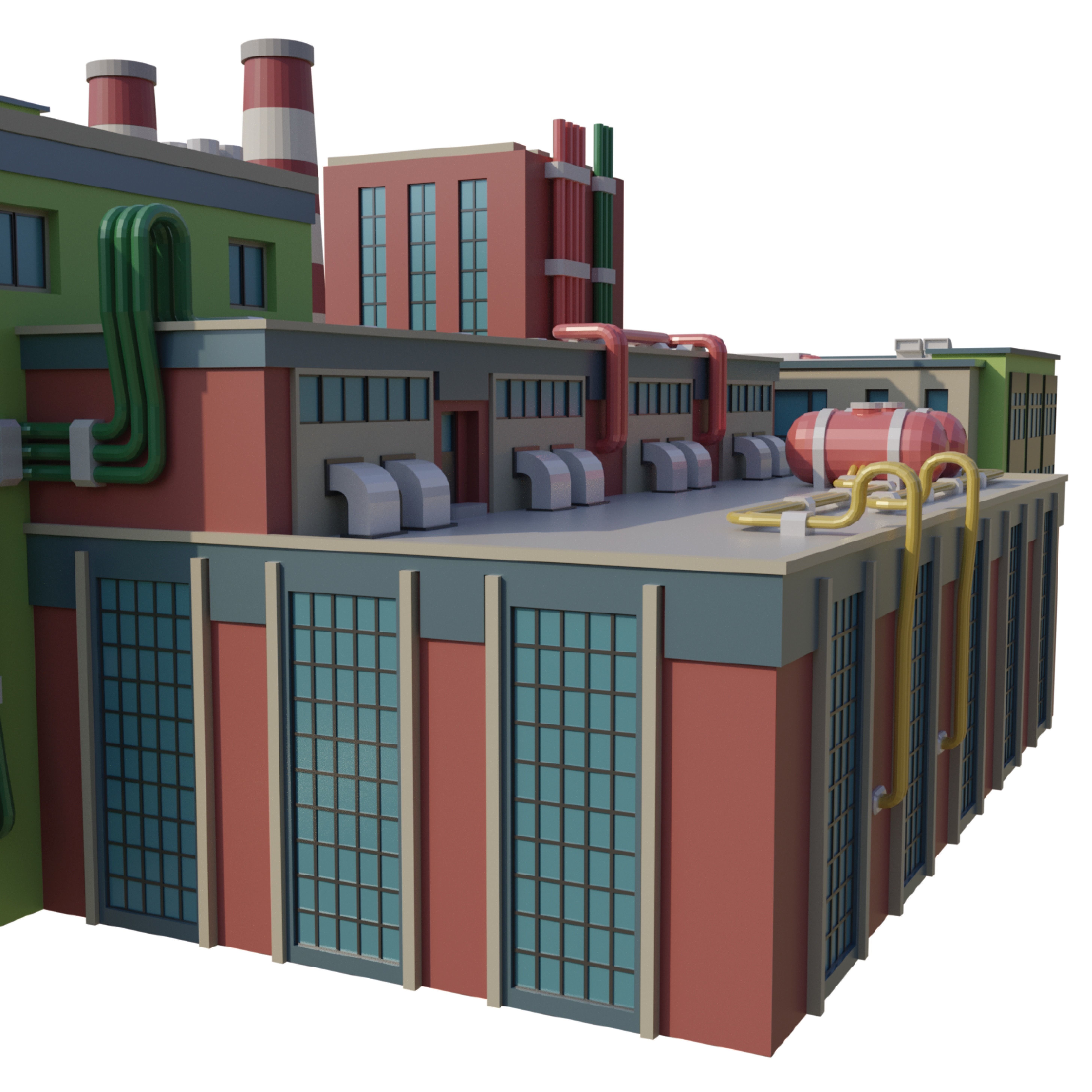 Factory Low-poly 3D model_4