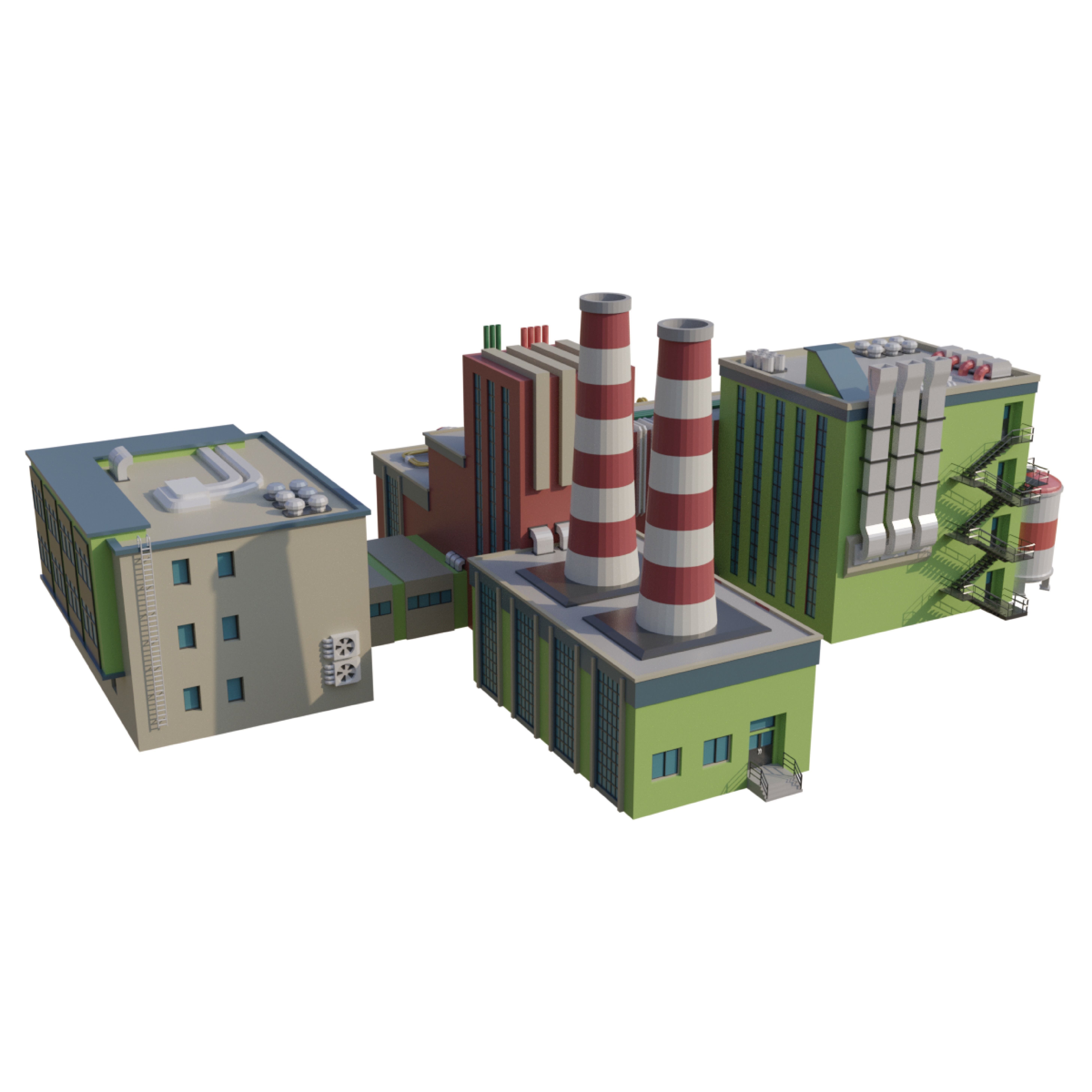 Factory Low-poly 3D model_2