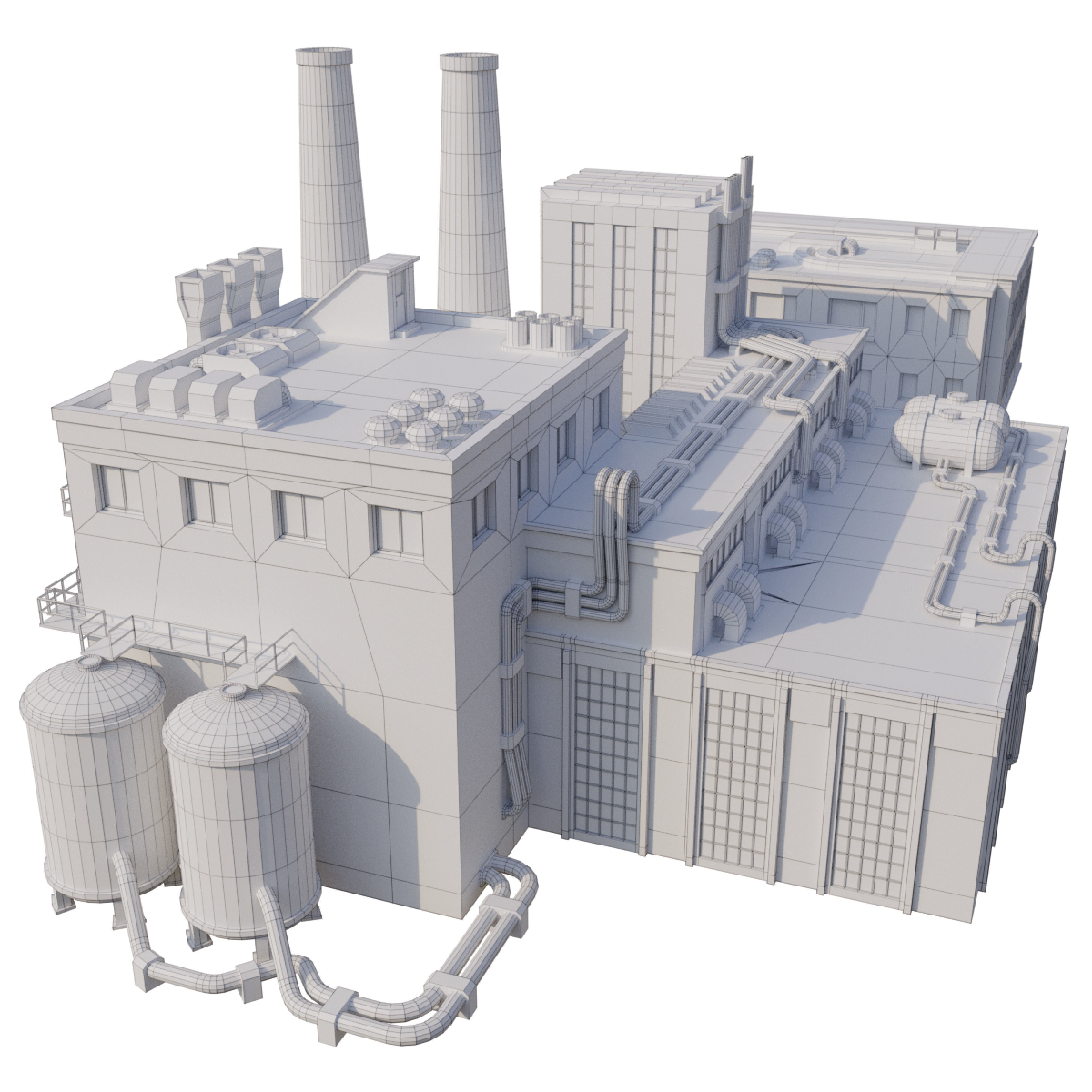 Factory Low-poly 3D model_6