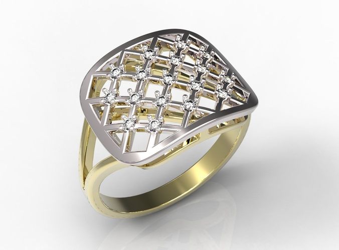 Ring diamond gold and gold 3D print model