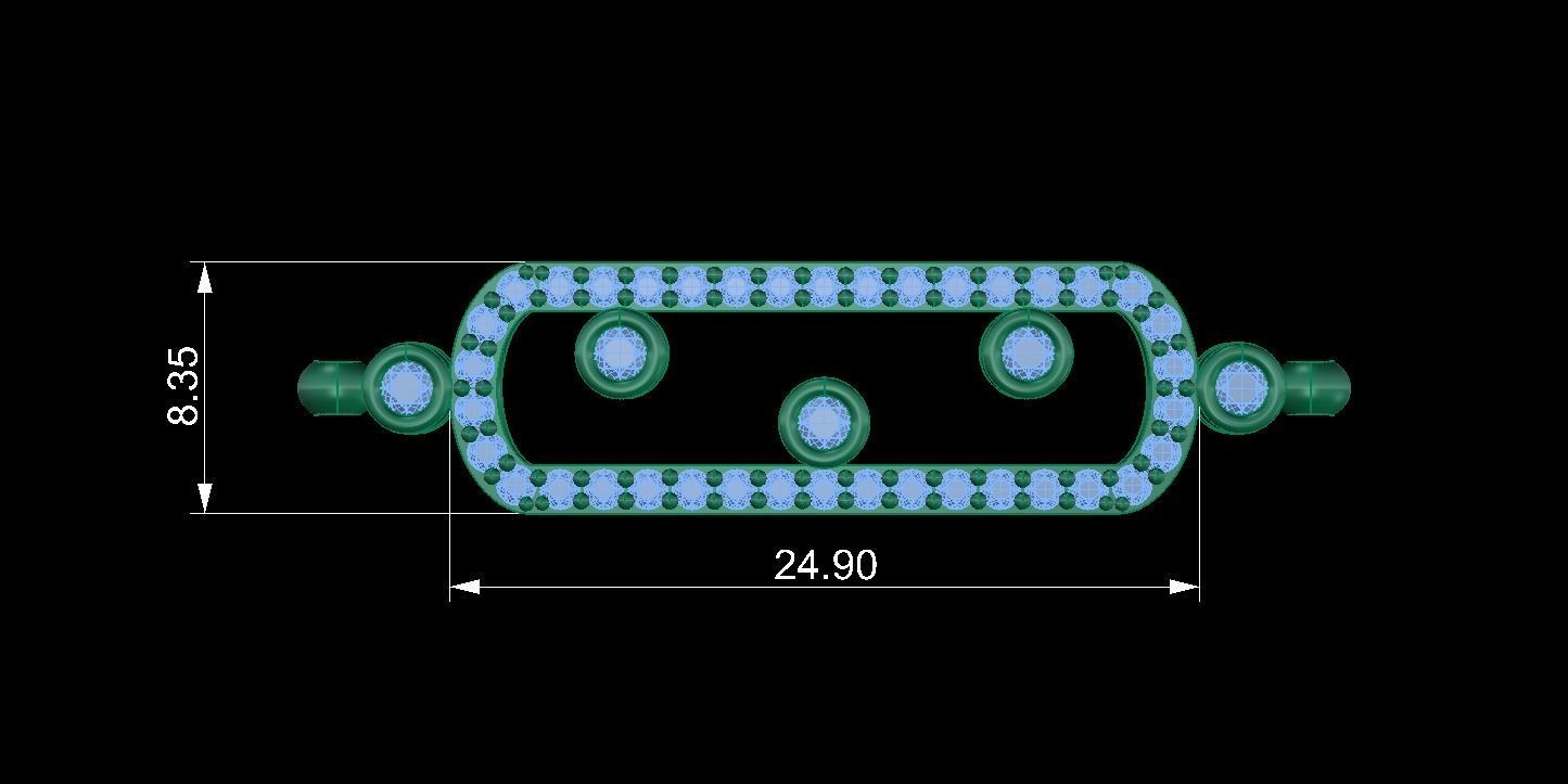 Wristband gold bracelet with diamonds 3D print model_1