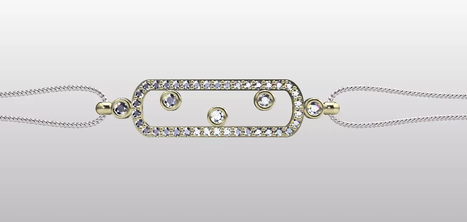 Wristband gold bracelet with diamonds 3D print model_0