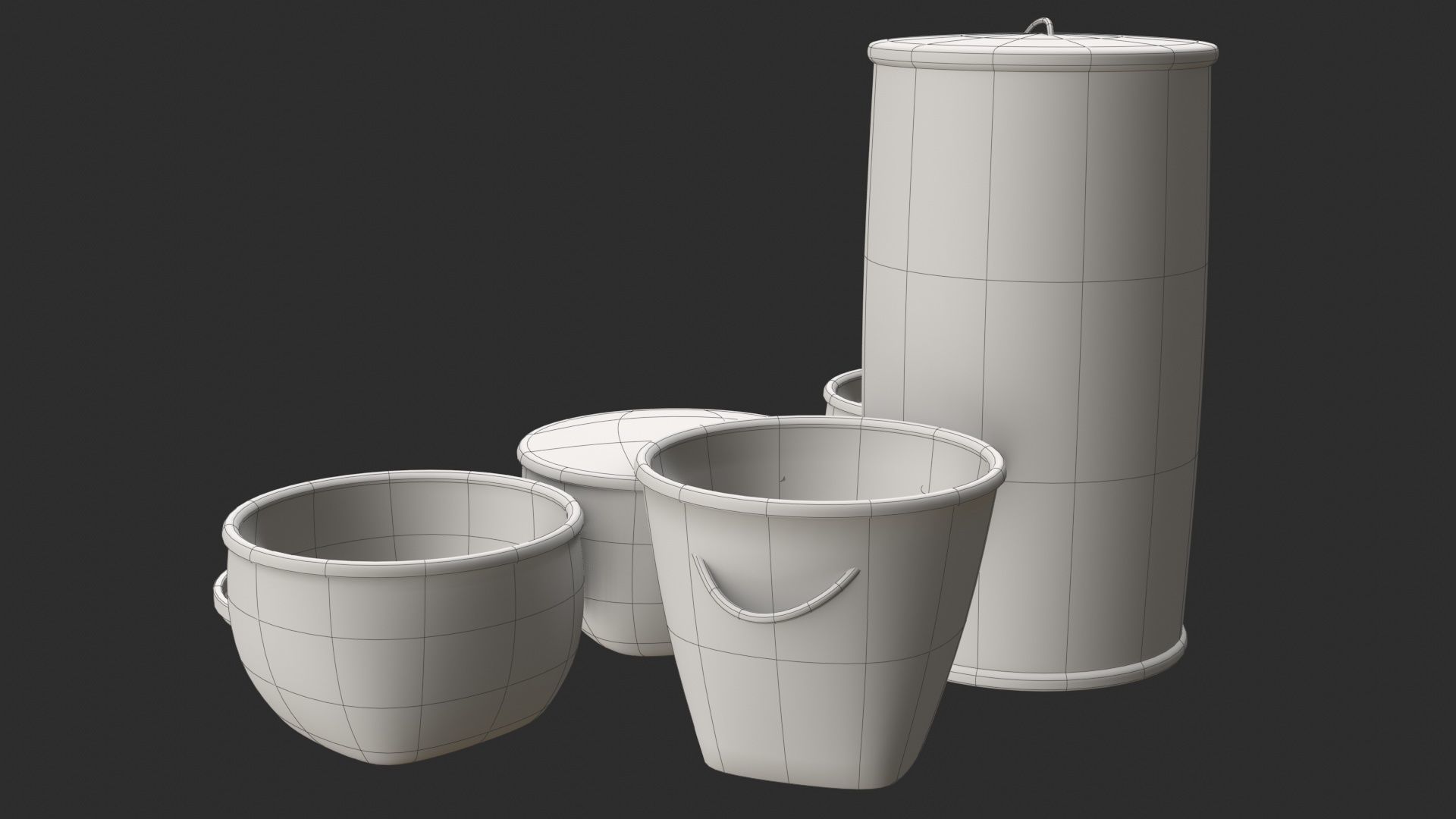 Wicker Baskets Low-poly 3D model_18