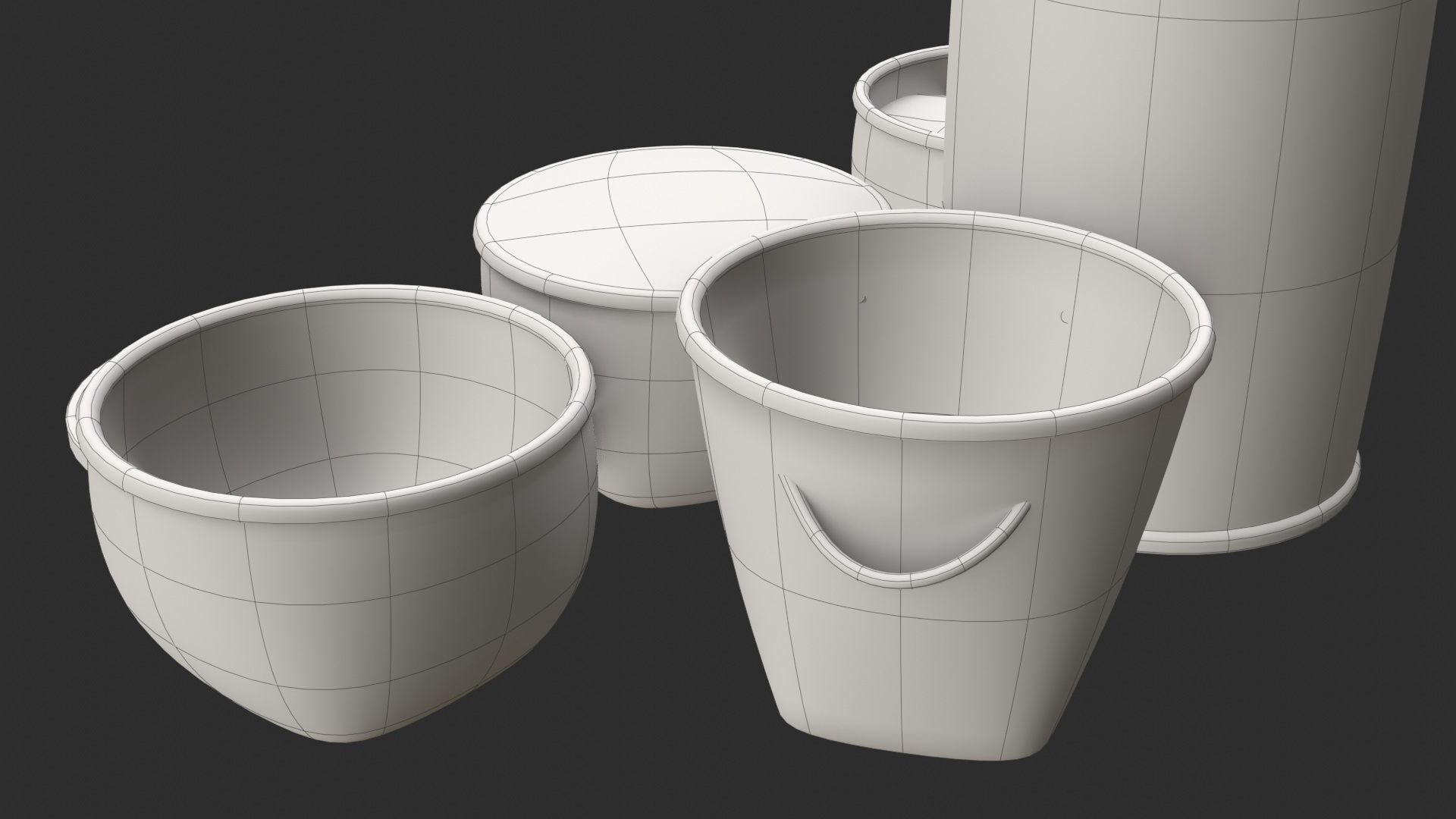 Wicker Baskets Low-poly 3D model_23