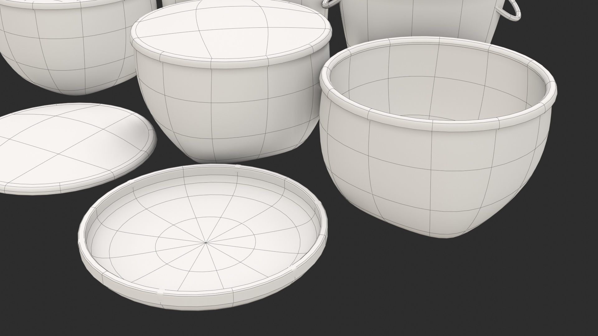 Wicker Baskets Low-poly 3D model_22
