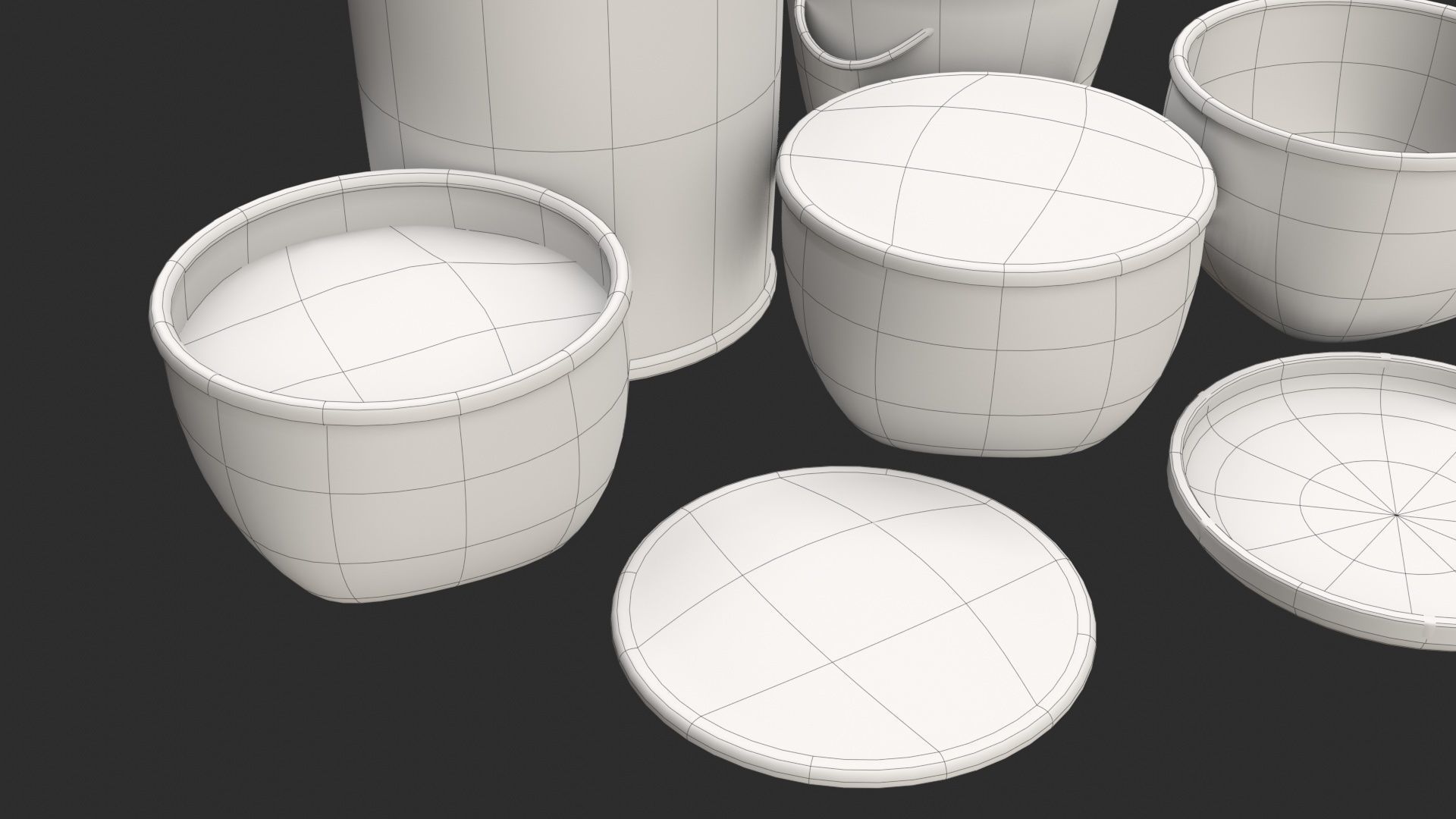 Wicker Baskets Low-poly 3D model_21