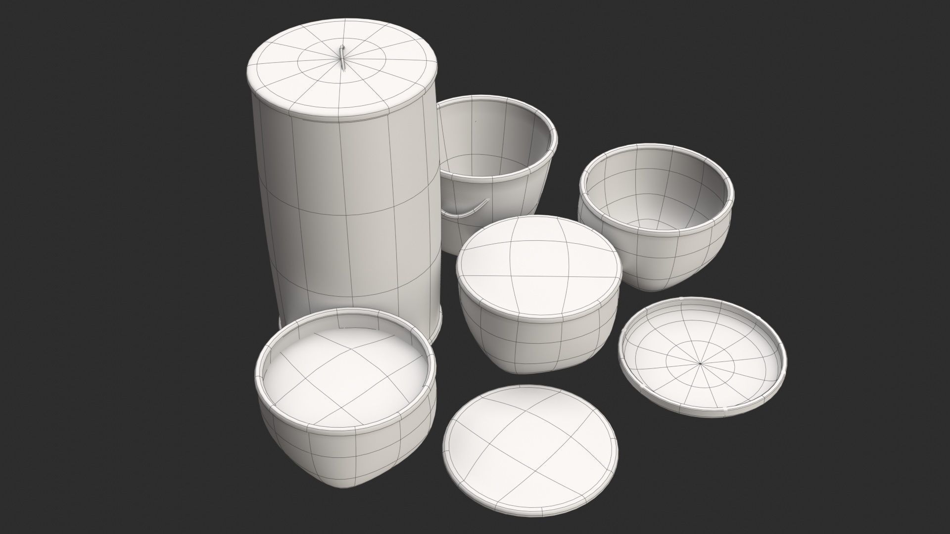 Wicker Baskets Low-poly 3D model_20