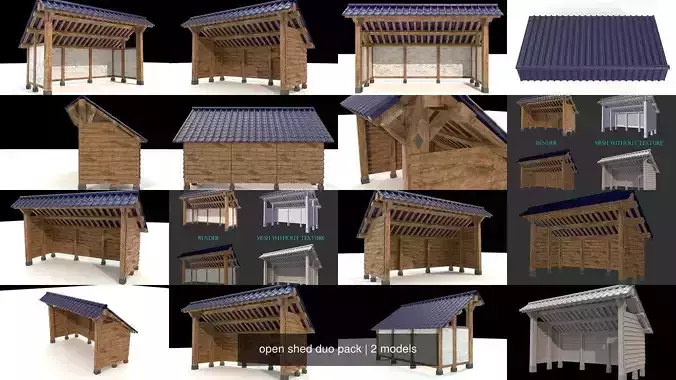open shed duo pack 3D Model Collection